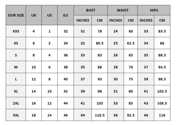 Jacket Size Chart Female Women’s Fitted Leather Jacket
